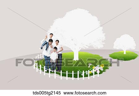 family in eco friendly background View Large Illustration Stock Illustration - family in eco friendly background. Fotosearch
