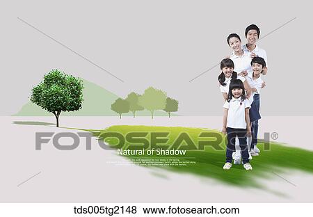 Stock Illustration - family in eco friendly background. Fotosearch