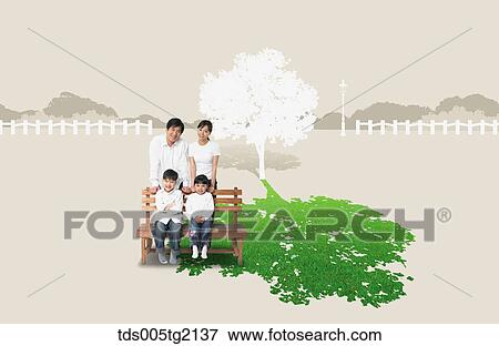 family in eco friendly environment View Large Illustration Stock Illustration - family in eco friendly environment. Fotosearch