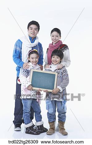 Stock Illustration - family members holding a board. Fotosearch