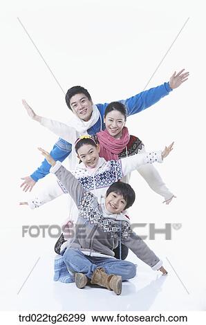 Stock Illustration - family members in a row and stretched out the arms. Fotosearch