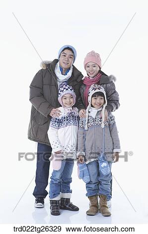 family wearing winter outfit and winter items View Large Illustration Stock Illustration - family wearing winter outfit and winter items. Fotosearch