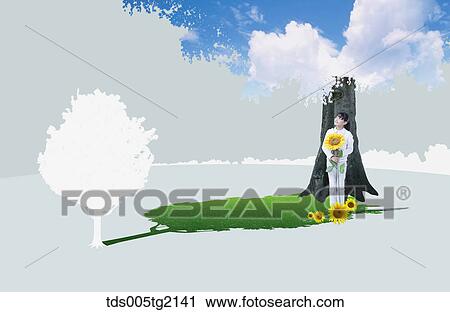 girl in eco friendly background View Large Illustration Clip Art - girl in eco friendly background. Fotosearch