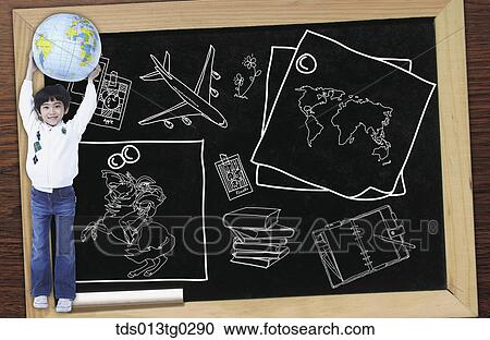 Clipart - global education with student. Fotosearch