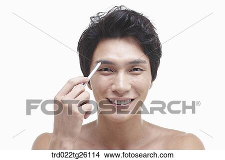 guy coloring his eyebrows with pencil View Large Illustration Stock Illustration - guy coloring his eyebrows with pencil. Fotosearch