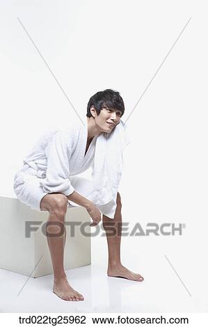 Drawing - guy in bathrobe. Fotosearch