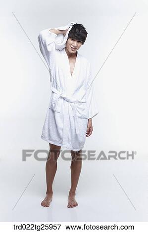 Guy In Bathrobe Stock Illustration Trd022tg Fotosearch