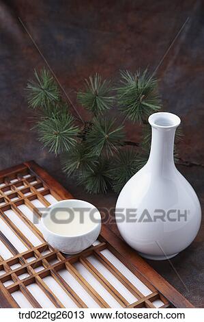 Drawing - Korean traditional alcohol made from grain. Fotosearch