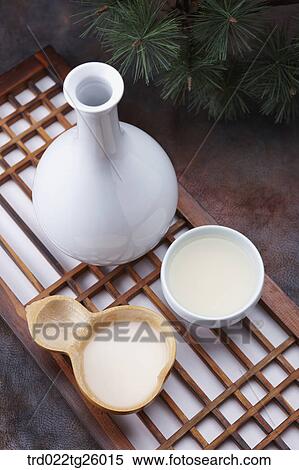 Stock Illustration - Korean traditional alcohol made from grain. Fotosearch