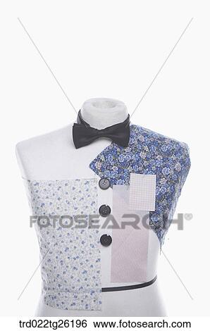 Stock Illustration - mannequin wearing a bow tie and colorful patch. Fotosearch