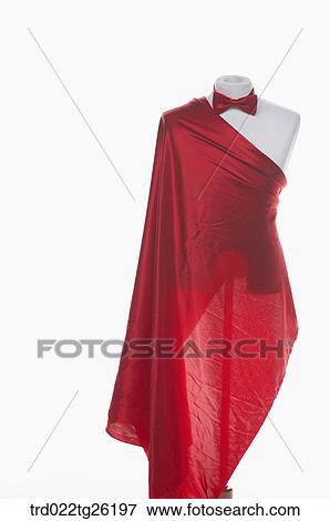 mannequin wearing a red bow tie and fabric View Large Illustration Stock Illustration - mannequin wearing a red bow tie and fabric. Fotosearch