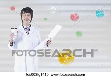 Clipart - researcher and the science. Fotosearch