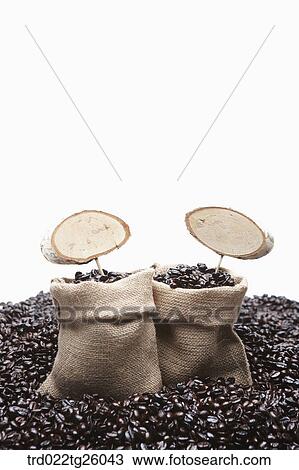 sack is filled with roasted coffee beans View Large Illustration Drawing - sack is filled with roasted coffee beans. Fotosearch