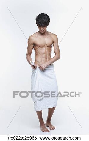 Stock Illustration - topless guy with towel. Fotosearch