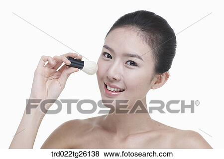 Stock Illustration - woman and makeup tool. Fotosearch