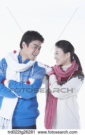 woman and man is seeing each other in winter goods View Large Illustration Clip Art - woman and man is seeing each other in winter goods. Fotosearch