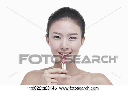 Stock Illustration - woman wearing makeup. Fotosearch