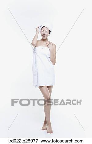 woman wrapped a towel around her body View Large Illustration Stock Illustration - woman wrapped a towel around her body. Fotosearch