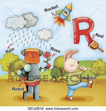 alphabet R study with illustration and words View Large Clip Art Graphic Clip Art - alphabet R study with illustration and words. Fotosearch