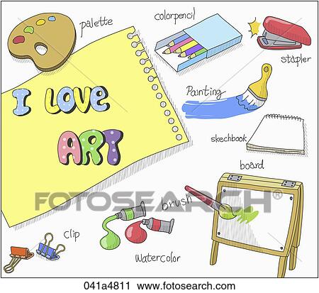 illustration of art work items View Large Clip Art Graphic Clipart - illustration of art work items. Fotosearch