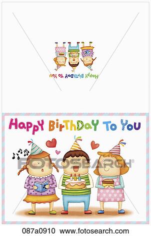 Clipart - illustration of birthday cards. Fotosearch