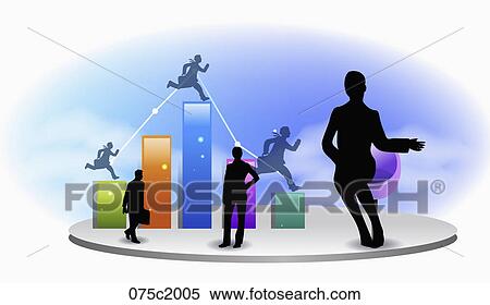 Clipart - illustration of business and colorful graph. Fotosearch