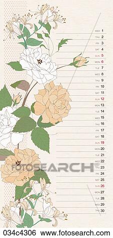 Clip Art - illustration of calendar and flowers. Fotosearch