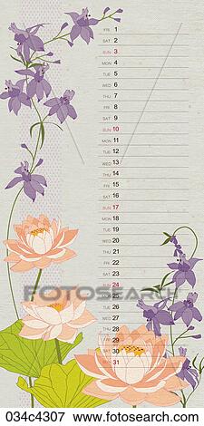 Clip Art - illustration of calendar and flowers. Fotosearch