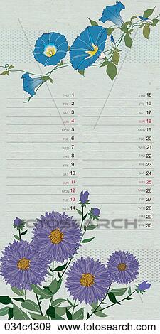 Clip Art - illustration of calendar and flowers. Fotosearch