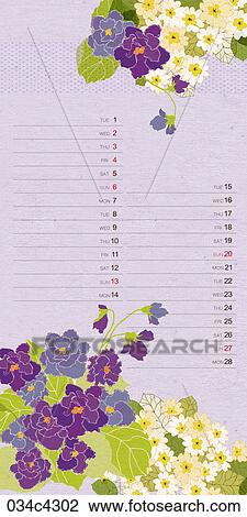 illustration of calendar and flowers View Large Clip Art Graphic Clipart - illustration of calendar and flowers. Fotosearch