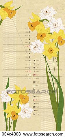 illustration of calendar and flowers View Large Clip Art Graphic Clipart - illustration of calendar and flowers. Fotosearch