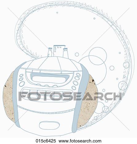 Clipart - illustration of cassette player. Fotosearch
