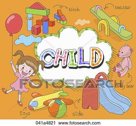 Clipart - illustration of children's playing goods. Fotosearch