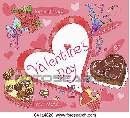 Clipart - illustration of chocolate and valentine's day. Fotosearch
