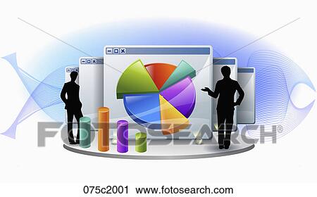 illustration of colorful graph on computer View Large Clip Art Graphic Clipart - illustration of colorful graph on computer. Fotosearch
