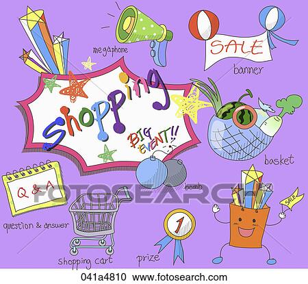 Clipart - illustration of discount shopping. Fotosearch
