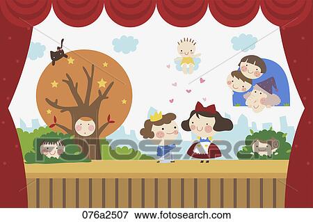 Clip Art - illustration of drama with kids. Fotosearch