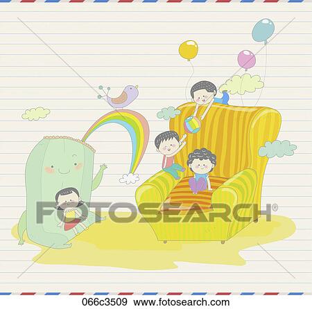 Clip Art - illustration of fantasy and kids. Fotosearch