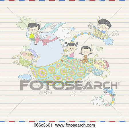 illustration of fantasy and kids View Large Clip Art Graphic Clipart - illustration of fantasy and kids. Fotosearch