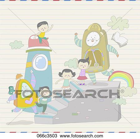 Clipart - illustration of fantasy and kids. Fotosearch