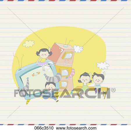 Clipart - illustration of fantasy and kids. Fotosearch