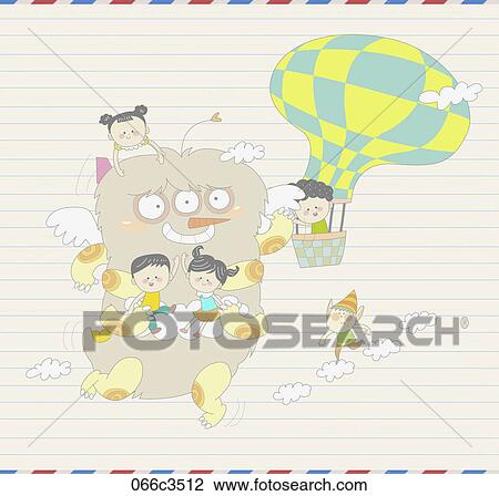 Clipart - illustration of fantasy and kids. Fotosearch