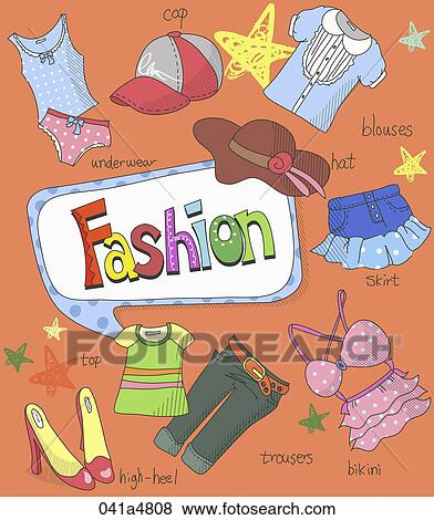 Clip Art - illustration of fashion items. Fotosearch