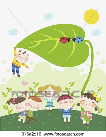 Clip Art - illustration of kids and nature. Fotosearch