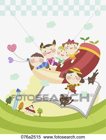 Clipart - illustration of kids and studying. Fotosearch