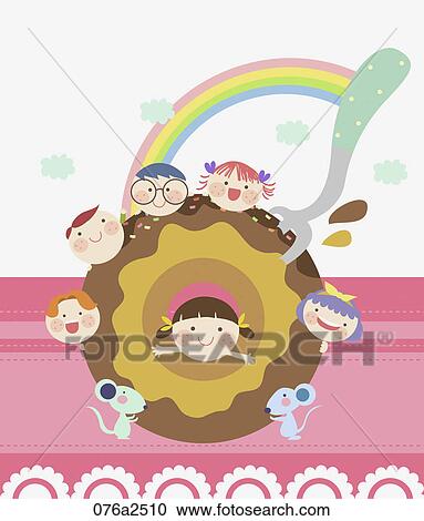 Clipart - illustration of kids and sweets. Fotosearch
