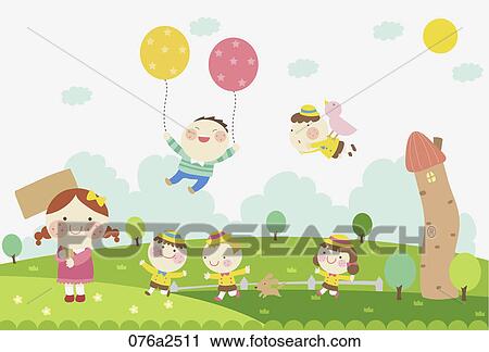 Clipart - illustration of kids go picnic. Fotosearch