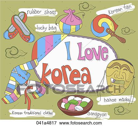 Clip Art - illustration of Korean traditional goods. Fotosearch