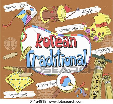Clip Art - illustration of Korean traditional goods. Fotosearch