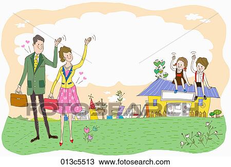 Clipart - illustration of supporting the child care. Fotosearch